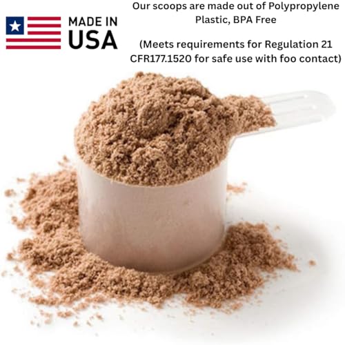 Image of Plastic Measuring Scoop, (118.4 cc | 1 /2 Cup | 4 fl oz. | 118.4 mL) Long Handle Spoons for Powders, Granules, Coffee, Pet Food, Baking Supplies, Protein and Other Dry Goods, BPA Free (Set of 5)