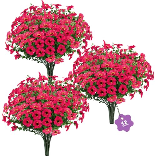 Artificial Flowers for Outdoors Fake Faux Plant, 12 Bundles Uv Resistant Silk Rose Flower Daisies Decoration for Indoors Gardens Wedding Window Boxes Summer Home Grave Decor Artificial Flowers for Outdoors Fake Faux Plant, 12 Bundles Uv Resistant Silk Rose Flower Daisies Decoration for Indoors Gardens Wedding Window Boxes Summer Home Grave Decor