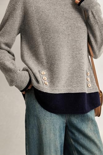 Image of LAI MENG FIVE CATS Women Polo Contrast Collar Knitwear Casual Pullover Top | Patchwork,Long SLeeve,Elegant Sweater,Daliy Work