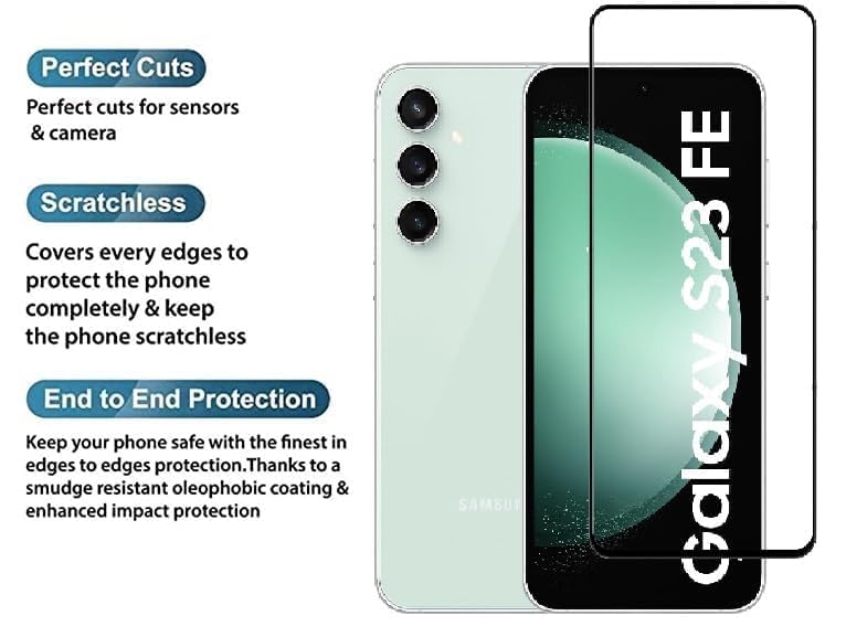 Image of OpenTech Military-Grade Tempered Glass Compatible for Samsung Galaxy S23 FE 5G with Edge to Edge Coverage and Easy Installation kit