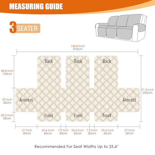 Image of VANSOFY Waterproof Recliner Couch Covers, Sofa Covers 1-Piece Washable Reclining Sofa Cover Non-Slip Furniture Protector with Elastic Straps Pocket for Dogs, Pets(Dark Gray,3 Seater)