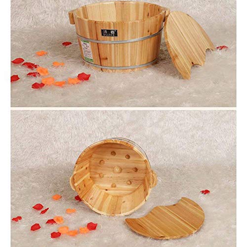 DSJMUY Voetbad Barrel massief hout natuurlijke verdikking voetenbad water hout badkuip huisisolatie stoombodem met… - Afbeelding 7
