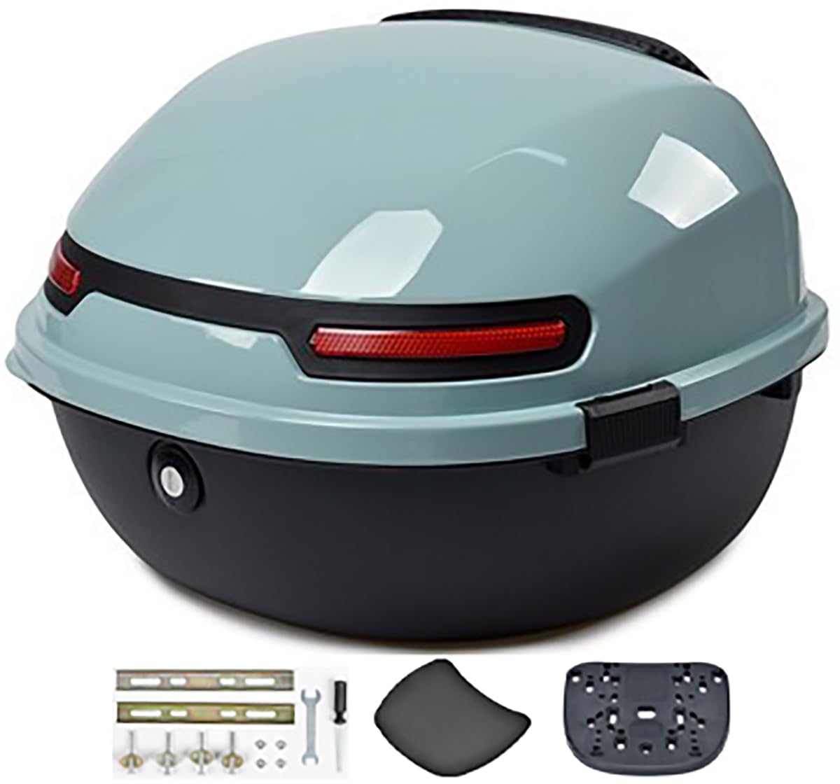 Motocicleta Top Case, Universal Motocicleta Tail Box Trunk Cerradura de Almacenamiento de plástico impermeable Top Box con respaldo de plástico cómodo para el casco de equipaje,Blue