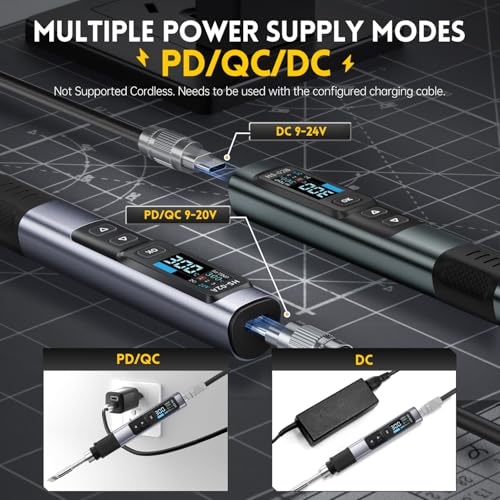 FNIRSI HS-02A 100W Portable Soldering Iron Kit, 212-842℉, Pre-set 3 Groups Temperature, 6 F245 Soldering Tips, Smart Digital Soldering Iron Pen Tool for Electronics Precision Repair - Thumbnail 5