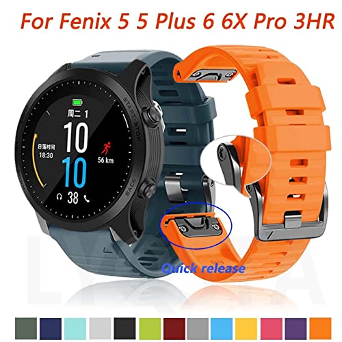 Strap silicone anti irritation pour montre Garmin Fenix 6X 5X