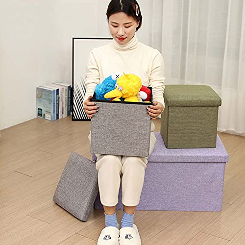 Petit repose-pieds élégant en tissu de lin texturé de 38cm