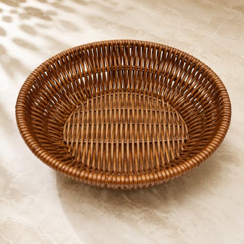 Image of Round Bread & Roti Serving Basket | Restaurant Style Tabletop Bread Basket for Dining Table | Chapati, Bun & Snack Serving Basket for Home, Hotel & Cafe