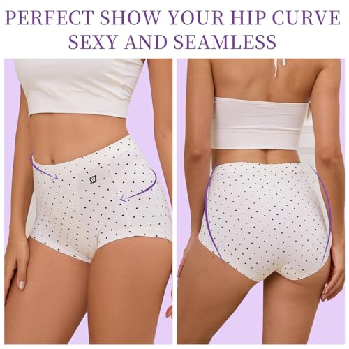 Womens Underwear Pima Cotton High Waisted Ladies Panties Full Coverage Briefs 8 Pack (Regular & Plus Size)4