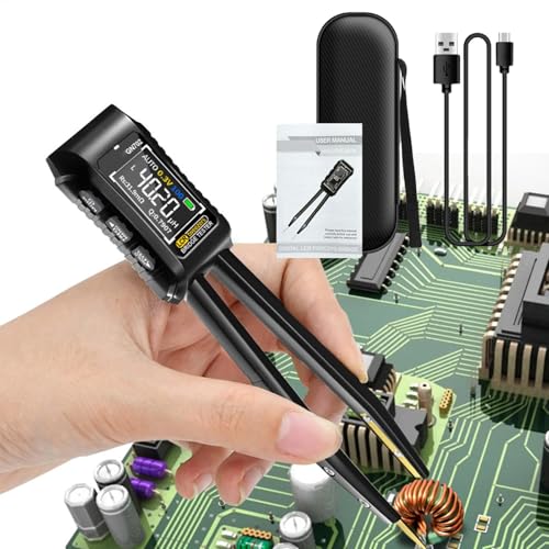 Lunaobrik Probador de componentes inteligentes, analizador de componentes electrónicos, Probador automático digital de pinzas para medidores SMD, Analizador de componentes de alta precisión