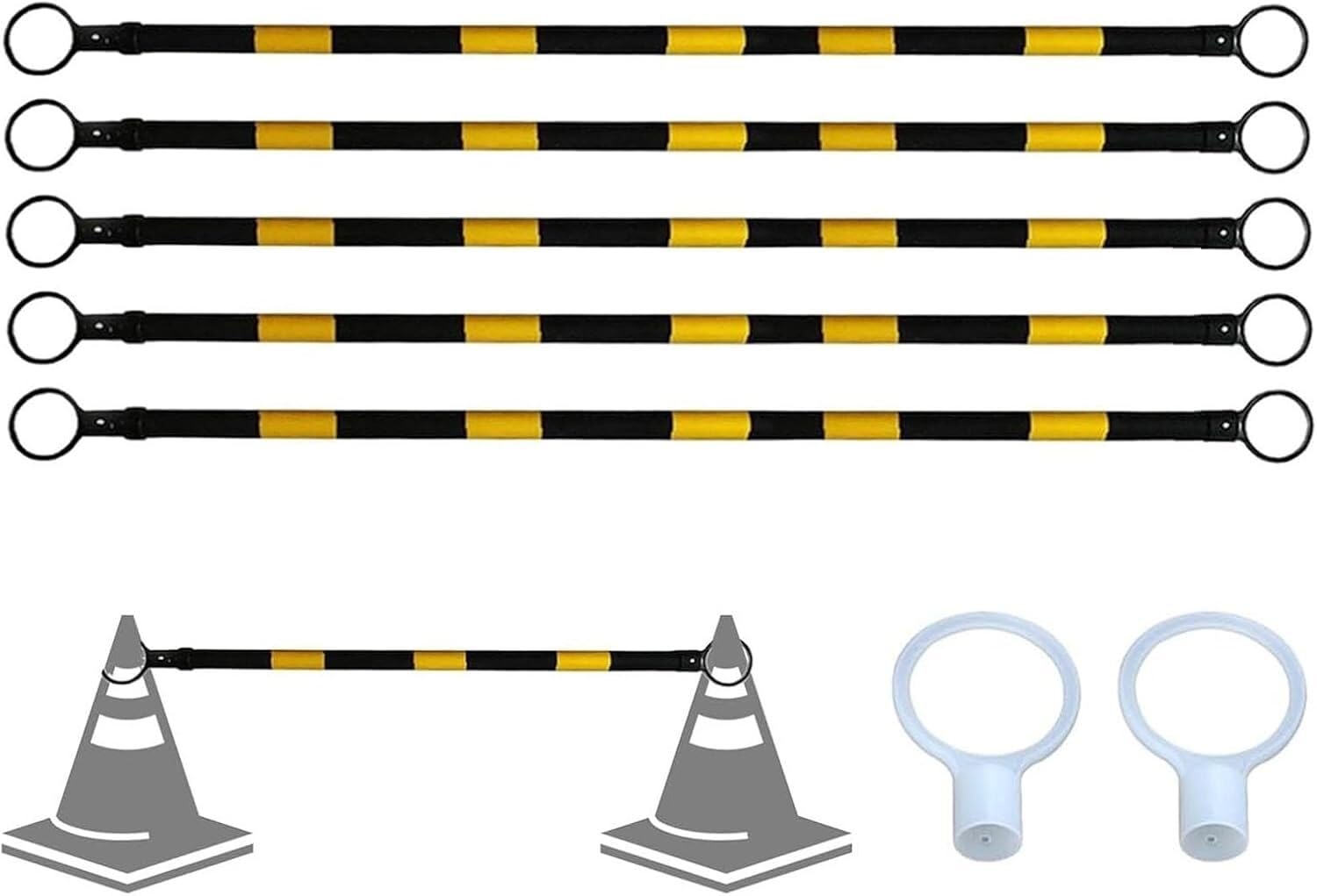 Paquete de 6 Conos de tráfico retráctiles de 1,2 a 2,1 m con Cinta Reflectante - Ideales para estacionamiento, construcción de Carreteras y barreras de Seguridad (Y/25pcs