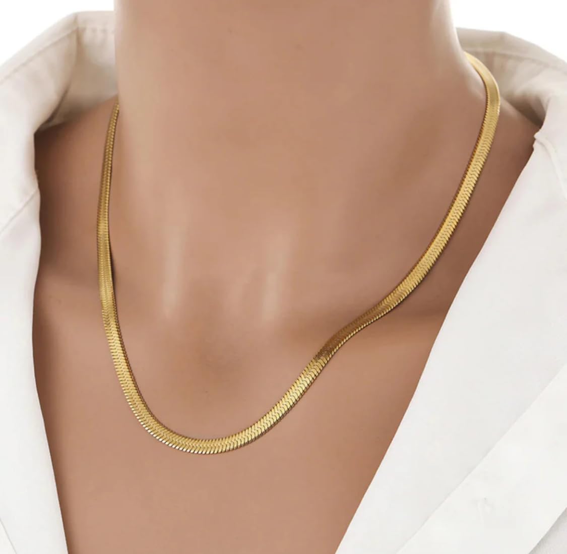 Trendy Adjustable Flat Anti Tarnish Gold Plated Snake Chain Waterproof Necklace (18-Inch) - Stylish & Sleek Unisex Chain for Men & Women - Party, Casual & Formal Wear-picture-20