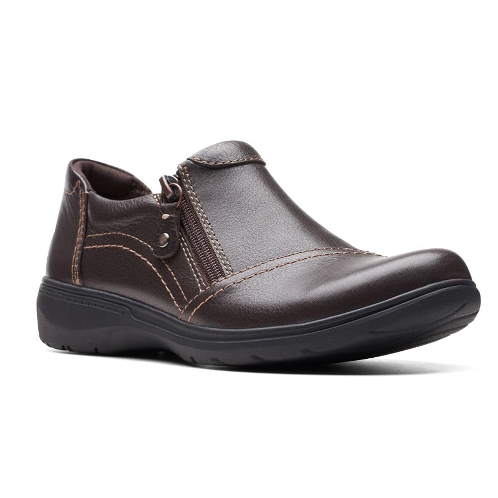 Clarks Women's Carleigh Ray Oxford, Dark Brown Leather, 8.5 Narrow