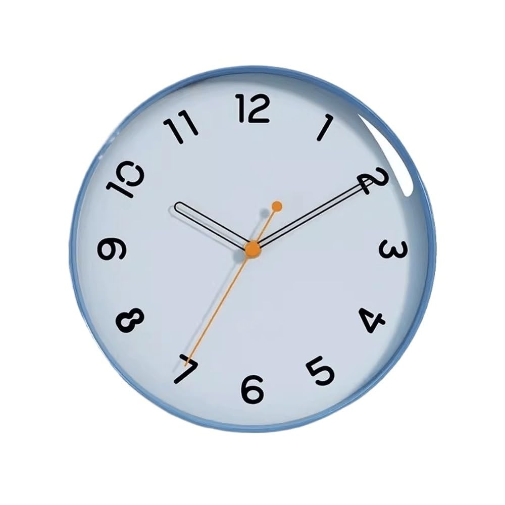 Aioneer Wall Clock Home Living Room Brown Bedroom Clock, Silent And Simple Wall Mounted Quartz, Suitable For And-Blue-12inch