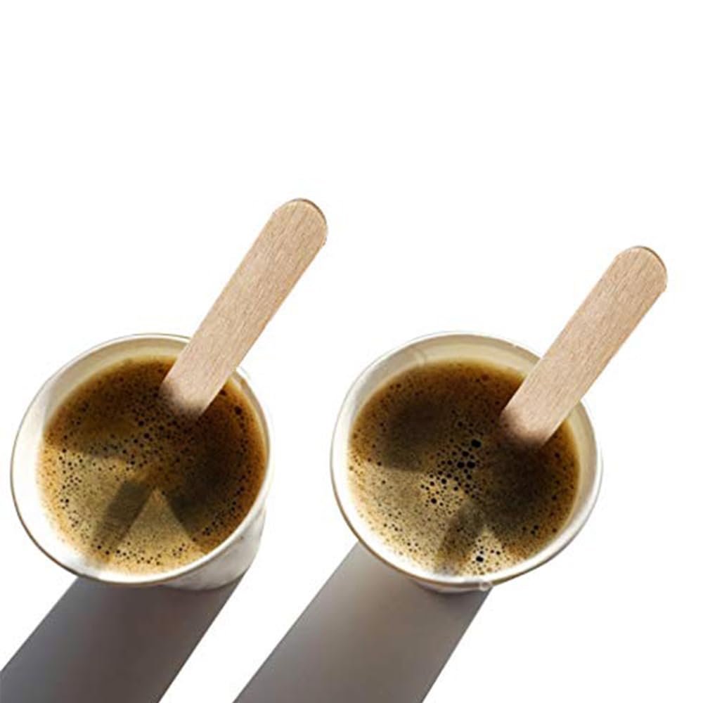 Virsus 500 gobelets à café jetables, 75 ml en papier carton blanc biodégradable pour boissons chaudes ou cappuccino + 500 agitateurs en bois de bouleau