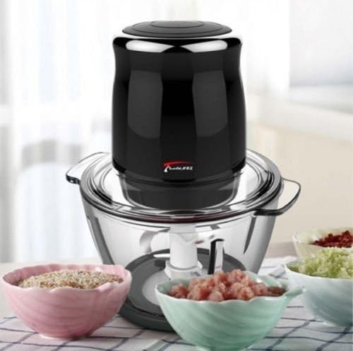 Electric Meat Grinder Food Processor Blender Mincer for Meat Vegetables Fruits Cutter Onion Slicer Dicer, With Glass Bowl 2L Large Capacity