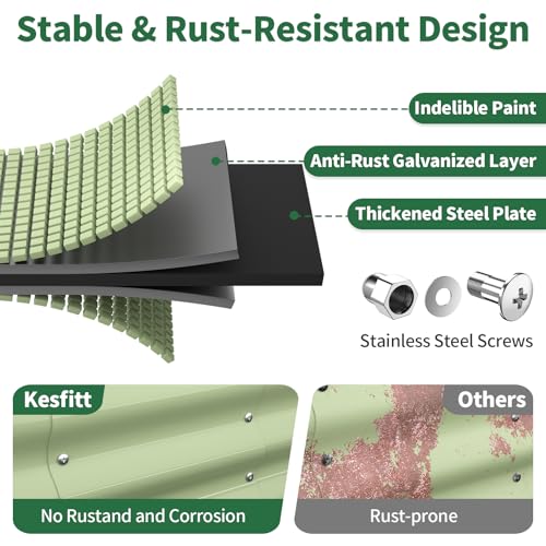 Kesfitt Raised Garden Bed, 4x2x1 FT Galvanized Steel Metal Raised Garden Bed, Oval Open-Bottom Design, 12-Inch Deep for Outdoor Vegetable & Herb Gardening, Fruit Green - Image 3