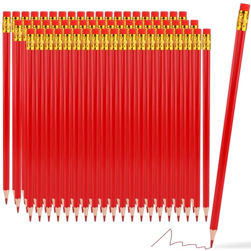 100 packs lápices de color rojo 2 HB con borrador miniatura 1