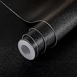 practicalWs 壁紙シール リメイクシート 黒 耐熱 防水シール 貼って 剥がせる壁紙 補修 カッティングシート ブラック キャビネット・ドア・壁・テーブル天板 多用途 DIY用 壁がみ 透けない かべがみ のり付き おしゃれ 44X300cm