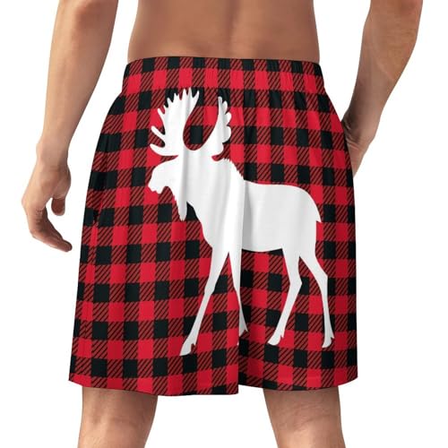 Mooses Buffalo Plaid Set Men's Satin Pajama Boxer Shorts Silk Feeling Lounge Sleep Underwear3