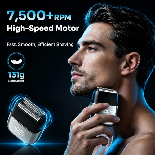Image of SEIGA Mini Electric Foil Shaver for Men, Rechargeable with Travel Pouch