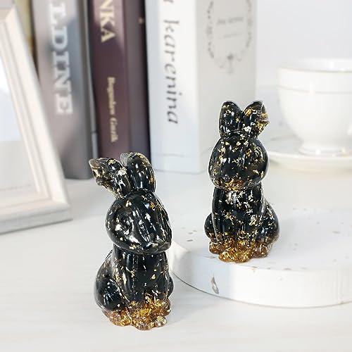 mookaitedecor Black Obsidian Crystal Rabbit Figurine Ornament Home Good Luck Decor - Image 4