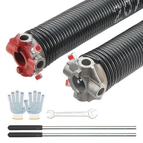 VEVOR Garage Door Torsion Springs, Pair of 0.207 x 2 x 22inch, 16000 Cycles, Garage Door Springs with Non-Slip Winding Bars, Gloves and Mounting Wrench, Electrophoresis Coated for Replacement