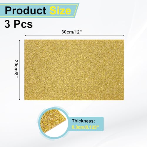 Image of MECCANIXITY 3 Pcs Gold Glitter Acrylic Sheets 1 /8 inch Thickness 12 inch x 8 inch Glossy PMMA Fluorescent Plastic Sheets Extruded Translucent Blanks for DIY Art Crafting Laser Cutting & Engraving