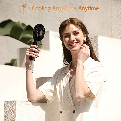 Image of Funme Portable Handheld Fan 5000mAh USB Desk Fan Person 4 Speed Settings for Outdoor Travel Black