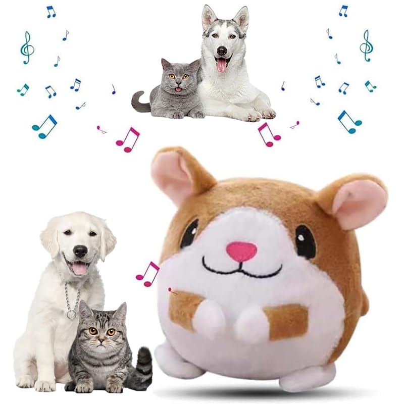 Active Moving Pet Plush Toy, 2024 New Squeaky Moving Dog Ball Toy Interactive Dog Puppy Toys Washable Cartoon Pig Plush Sound Electronic Dog Toy Shake