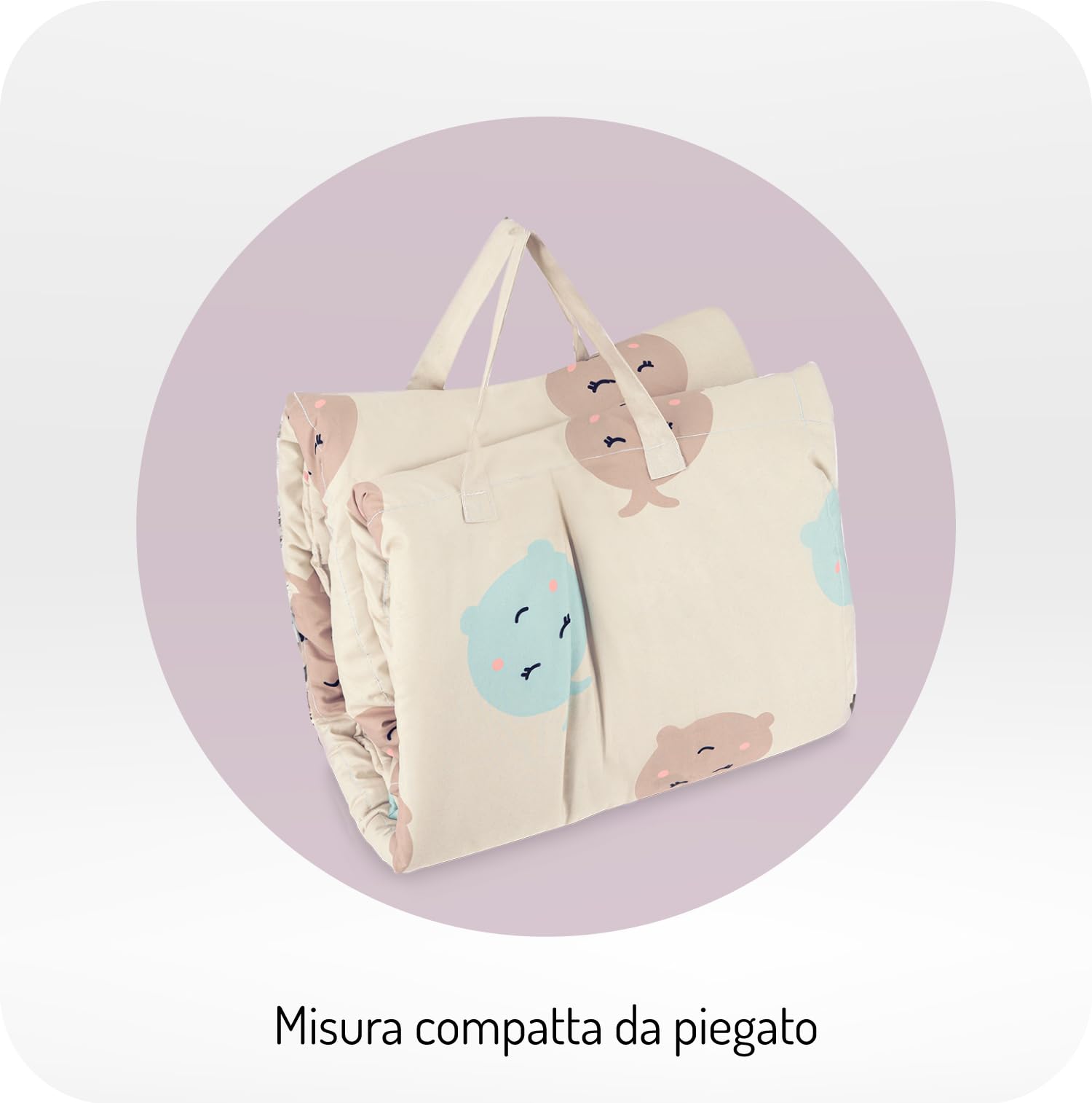 Momi VOLPI Palestrina sensoriale per neonati e bambini piccoli 120 x 160 cm, tappetino da gioco e coperta per gattonare per bambine e bambini, pieghevole a forma di borsa con maniglie per il trasporto