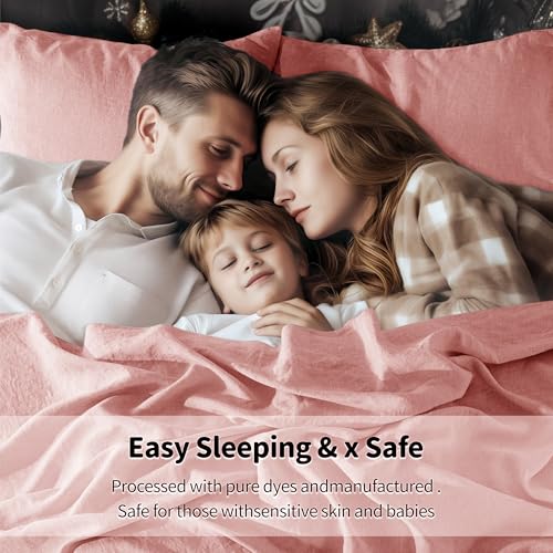 Image of LBRO2M 100% French Pure Linen Sheet Set 6Pcs, 16 inch Deep Pocket Queen Size