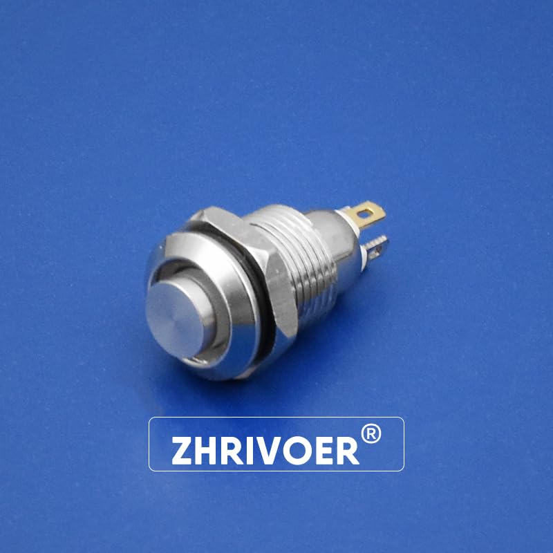 1pc 10mm Metal Push Button Switch with LED Indicator Self-Reset Momentary 4pins High Head 3v5v12v24v220v(Red,12-24V)