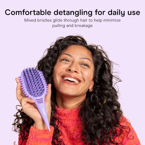 Image of Conair Detangler Curly Hair Brush | Curl Define Pro for Enhancing and Detangling Loose Curls and Long Hair, Purple, BR95707PUR2L