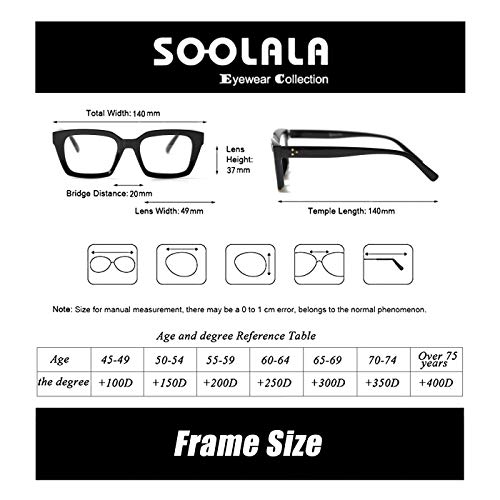 image for SOOLALA 2-Pair Vintage Stylish 53mm Lens Oversized Reading Glass Big E