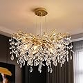 Modern Tree Branch Crystal Chandelier Luxury Gold Crystal Pendant Lighting 23.6" Contemporary 8-Light Chandeliers for Dining Room Kitchen Bedroom Living Room
