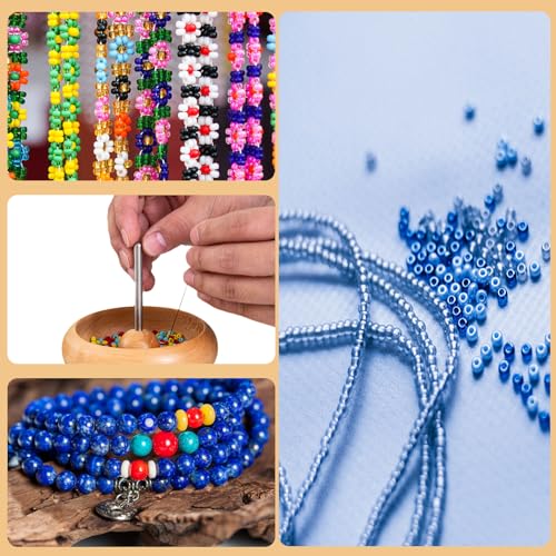 5 Pcs Bead Spinner Needles，Stainless Large Eye Curved Beading Needles，Clip-Style Beading Needles with Handle, for Beading Bracelet Necklace Jewelry Making for Clay Beads Seed Beads - Thumbnail 4