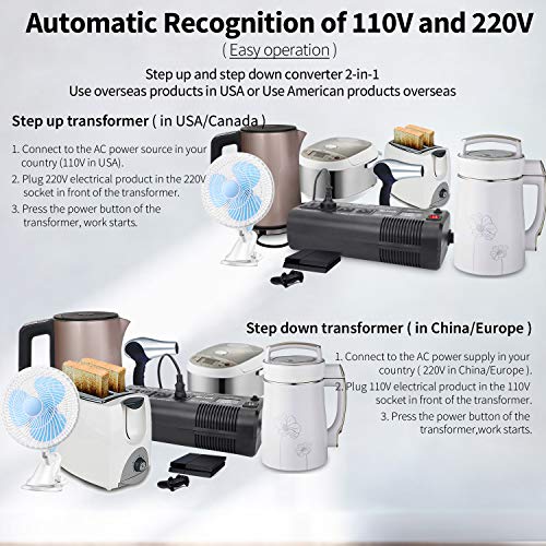 Beleeb 1500W Smart Auto Step Up & Step Down Voltage Converter Transformer 110 120 Volt to 220/240 Volt AC Automatic LED Display Asia Euro US (220V to 110V, 110V to 220V) PPT-1600