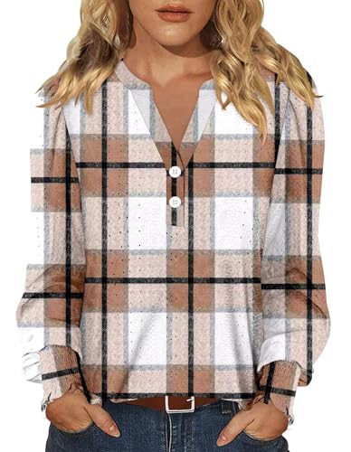 Magritta Women Long Tops Button Up V Neck Ruffle Sleeve Ribbed Knit Tunics Fall 2025 Fashion...