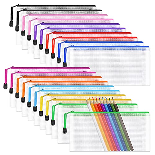 Umriox Clear Pencil Pouch, 9.2 x 4.7 in (10 Colors, 20 Packs),...