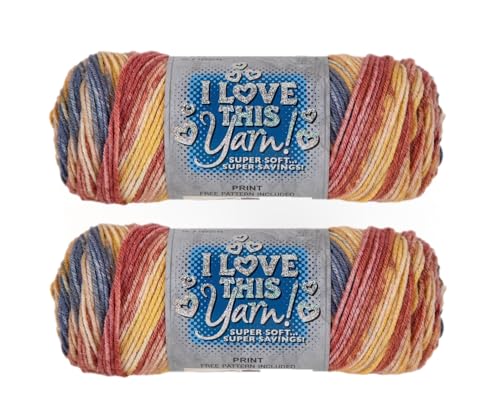 Image of Hobby Lobby Print I Love This Yarn, 492 Brighton Road, Set of 2 | 4 Medium Weight, 252 Yards Per Skien, For Crocheting & Knitting