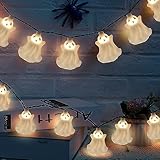 Halloween Ghost String Lights Outdoor, 8.5Ft Halloween Indoor Fairy Decorations Lights with 10 White Genie Light Waterproof UL Listed for Patio Garden Backyard Party Bedroom Decor