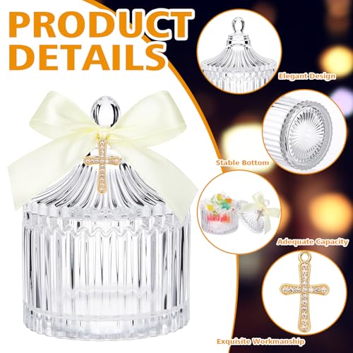 Acellegic 24 Sets Baptism Favors for Guests Elegant Crystal Candy Bowl Gifts with Cross Ribbon Organza Bags for Baptism Decorations Wedding Baby Shower Supplies First Communion Party by Acellegic - Image 3