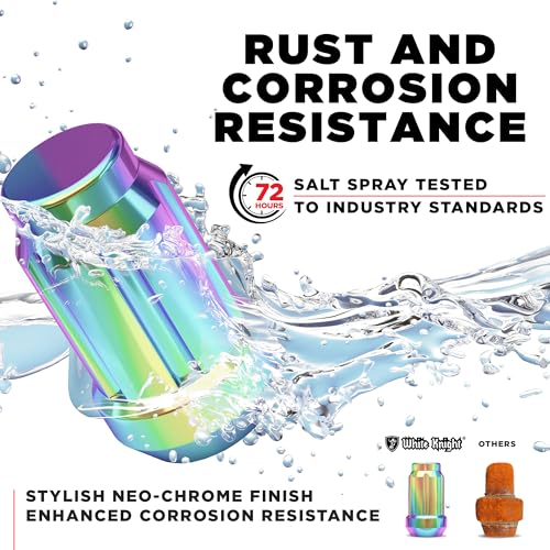 Image of White Knight 3804NEO-20AM Neo Chrome 1 /2 inch-20 Spline Lug Nut with Key, 20 Pack (for AFTERMARKET Wheels with Smaller 0.80 inch Diameter Seating)