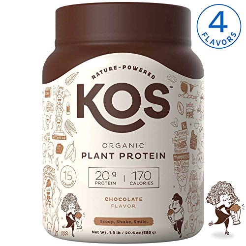 KOS Organic Plant Based Protein Powder â€“ Raw Organic Vegan Protein Blend, 1.3 Pound, 15 Servings (Chocolate)