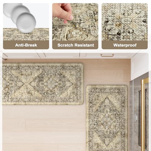 Kimode Anti Fatigue Kitchen Mat, Boho Distressed Kitchen Rugs Sets Of 2 thumb #5