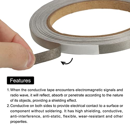 Image of MECCANIXITY Faraday Cloth Tape 0.31 inch W x 65.62 Feet Conductive Cloth Fabric Adhesive Tape Roll for Laptop Cable EMI Shielding 2 Pcs