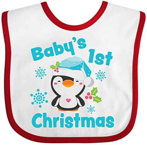 Image of inktastic Baby's 1st Christmas with Cute Penguin and Snowflakes Baby Bib