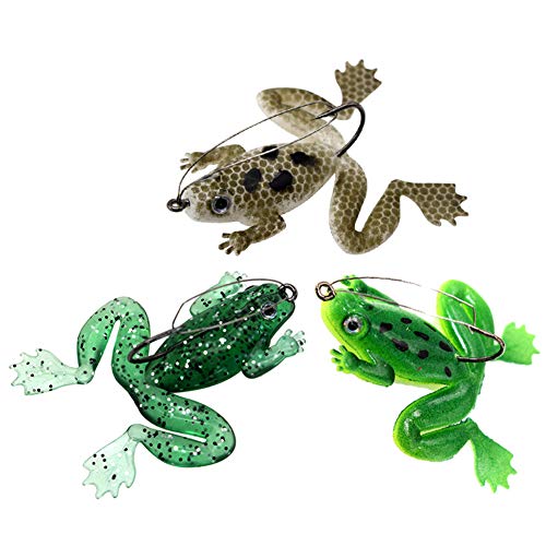 tuzhitech 3Pcs 6cm Mini Fishing Künstlicher Lebensechter Köder Wobbler Wasserfrosch Schwimmköder - Die Angelgeschenke Für Männer