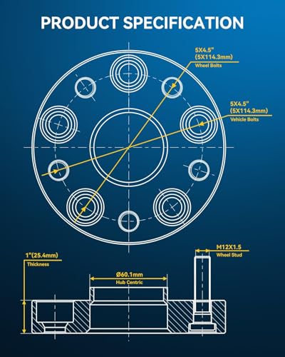 Image of PHILTOP 5x4.5 Hub-Centric Wheel Spacers 1 inch for Toyota Highlander