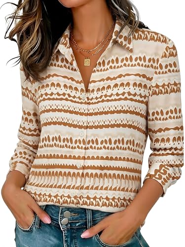 Image of Soft Wrinkle-Free Button Down Stretch Shirts for Women, Breathable Moisture-Wicking Casual Work Dress Tops